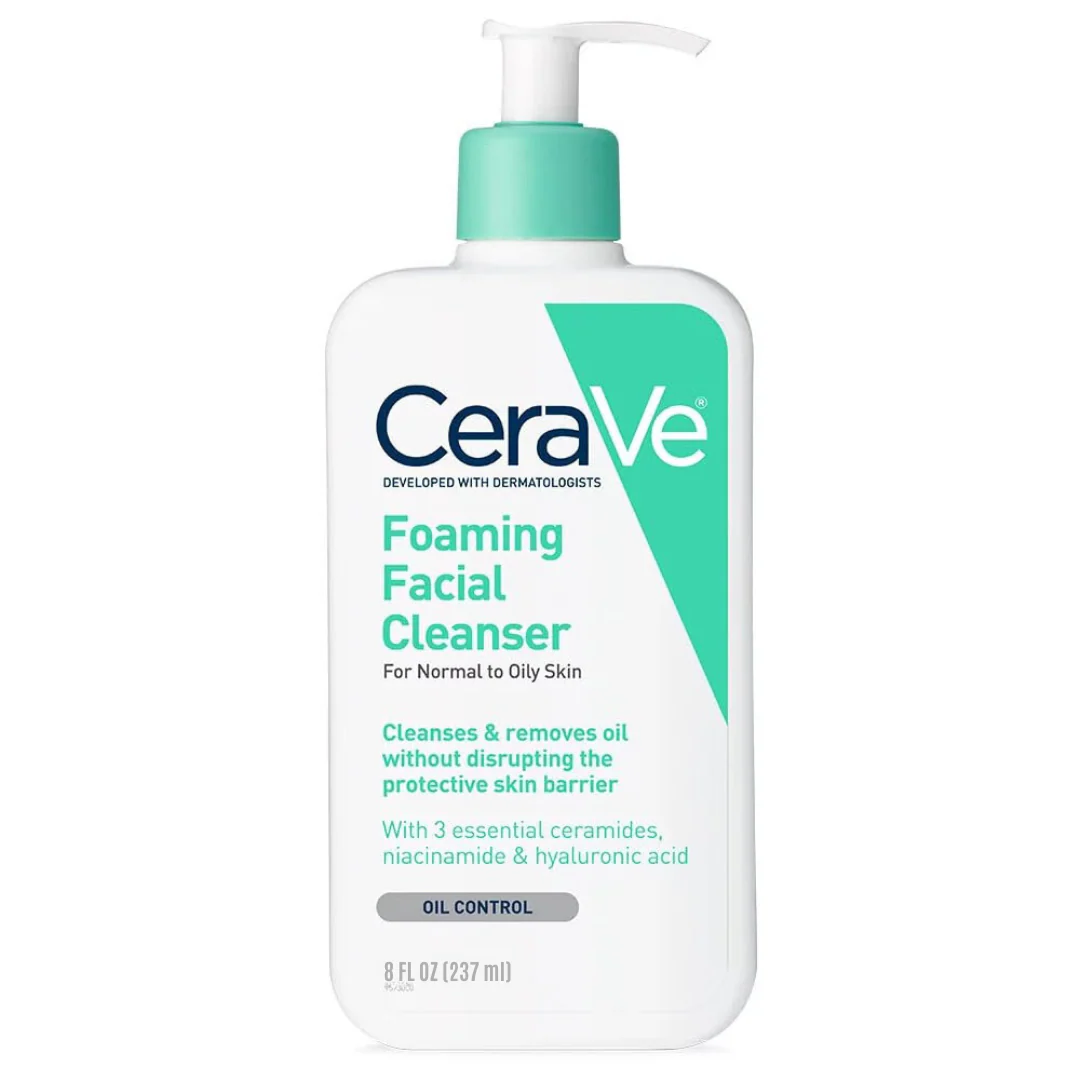 CeraVe Foaming Facial Cleanser for Normal to Oily Skin – Oil Control with Ceramides, Niacinamide & Hyaluronic Acid