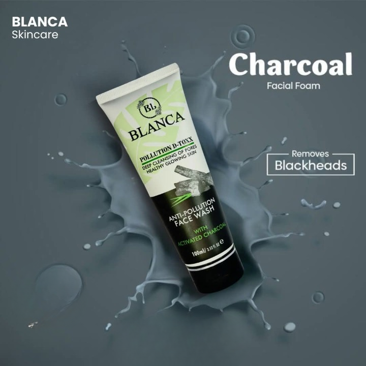 Blanca Pollution Detox Facewash With Charcoal Green Tea And Aloe Vera Deep Cleansing - 100ml